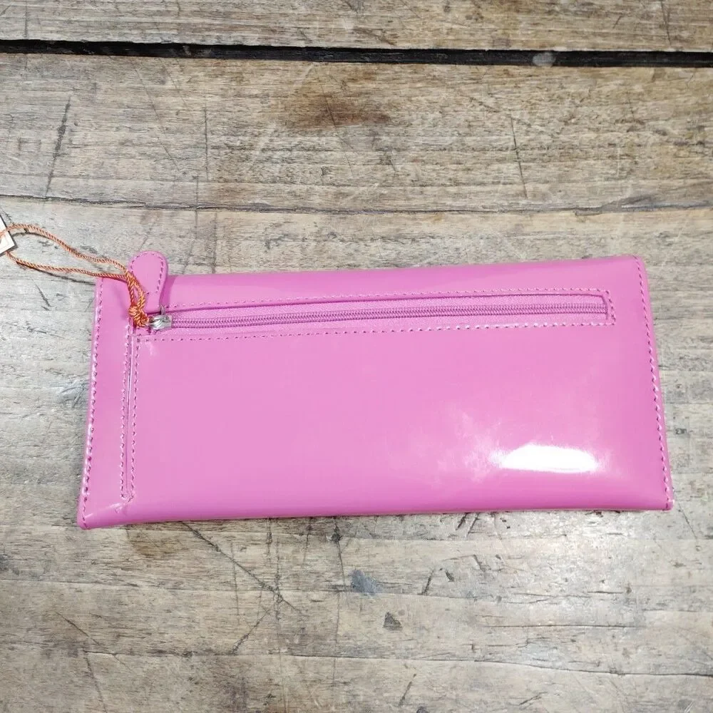 Baekgaard Leather? Patent Clutch Wallet Pink NWT Credit Card Pocket
